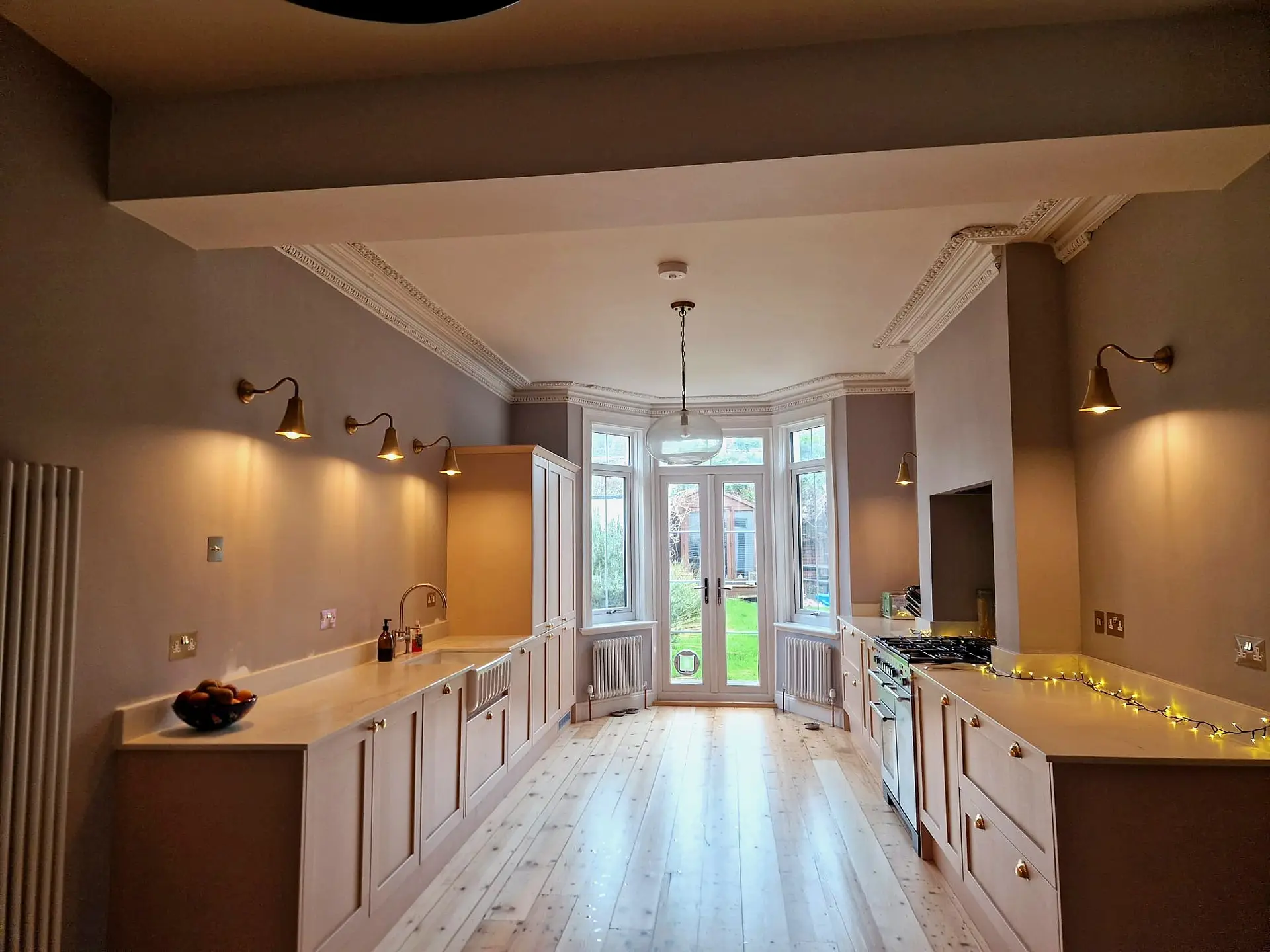 Victorian kitchen with bay window after a Wilson & Cole renovation in Bristol